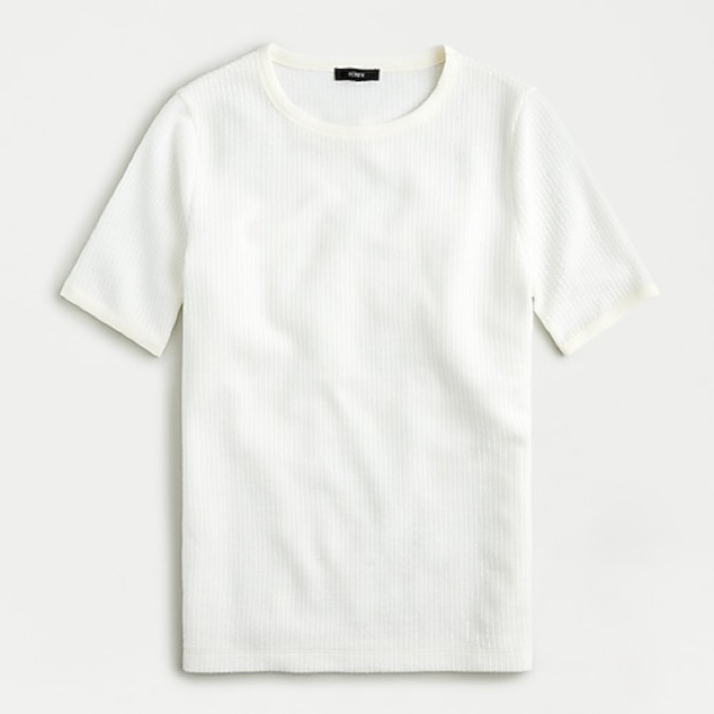 J.Crew Short Sleeve Waffle Tee Shirt Cream XXS